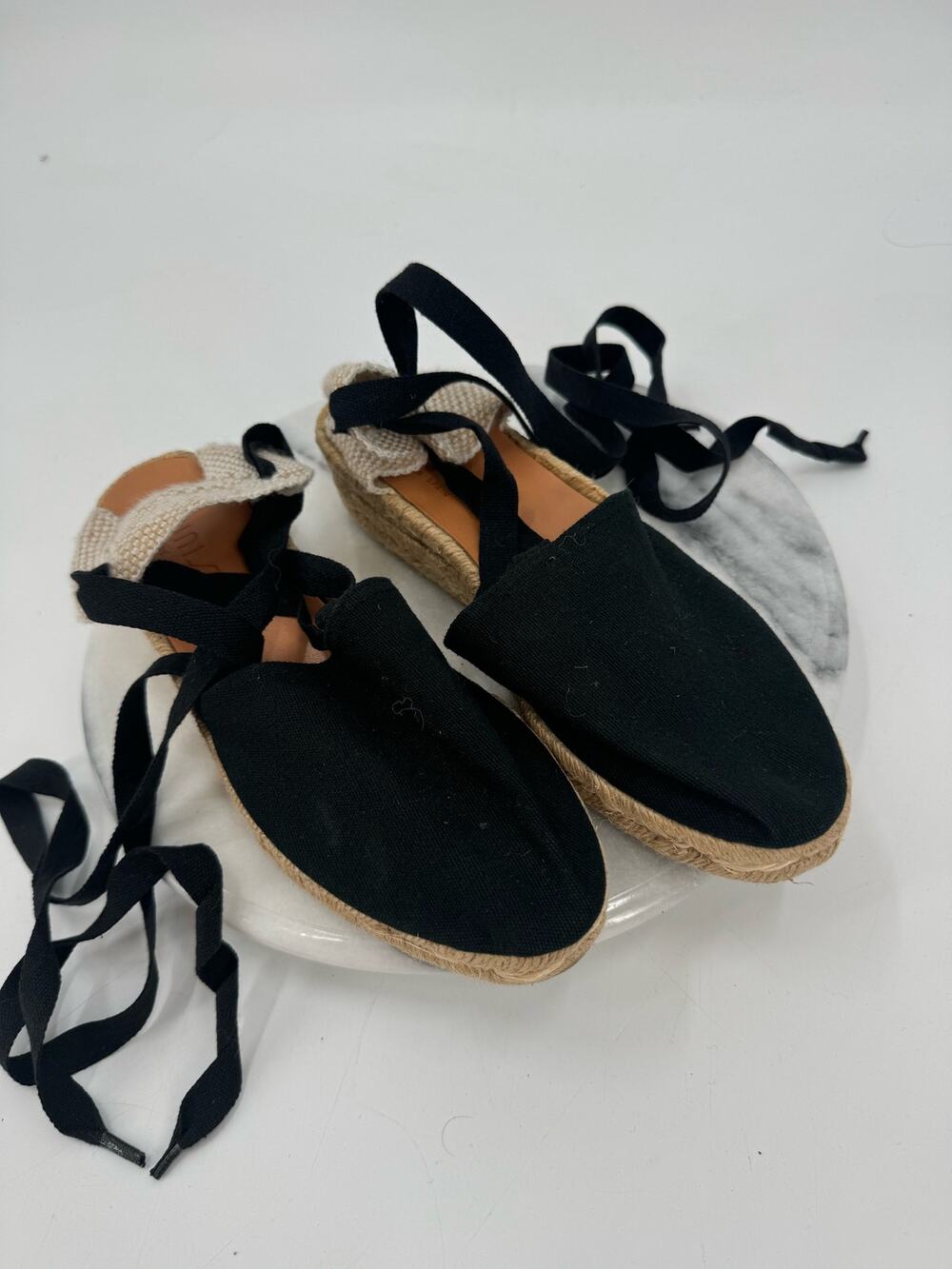 Unisa black and tan espadrille flats